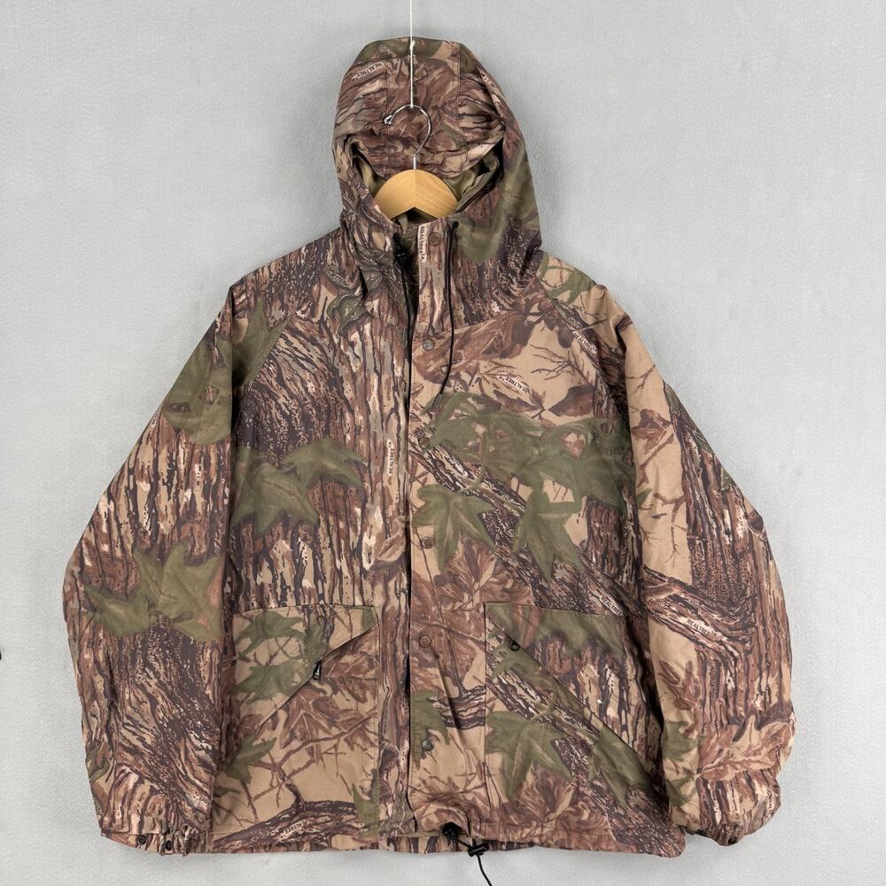 10X Jacket Mens 2XL Brown Realtree Camo Gore-Tex Hooded Rain Hunting Outdoor